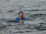 Janice taking the "Polar Bear Plunge" in 38 degree water