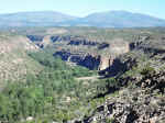 Bandelier: the first view of Frijoles Canyon