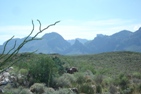 The view East to the Chisos Mountains from Apache Canyon