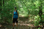 Janice on the Turkey Creek trail, after Charlie left to hike ten miles more and she went to fetch the car