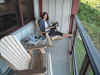 Janice on our balcony at Pisgah Inn