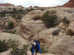 Janice on a steep climb on the way back to the trailhead