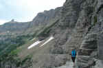 Janice at the start of the Highline Trail, near Logan Pass.