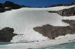 The frozen lake at the bottom of Schoolroom Glacier.