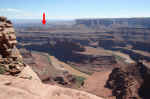 .... and many hours later, from Dead Horse Point you can just pick out Lathrop Canyon