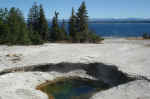 This pool at West Thumb geyser basin must be very deep, judging by the color of the water.
