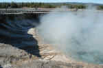 This spring in Lower Geyser Basin has created a large crater.